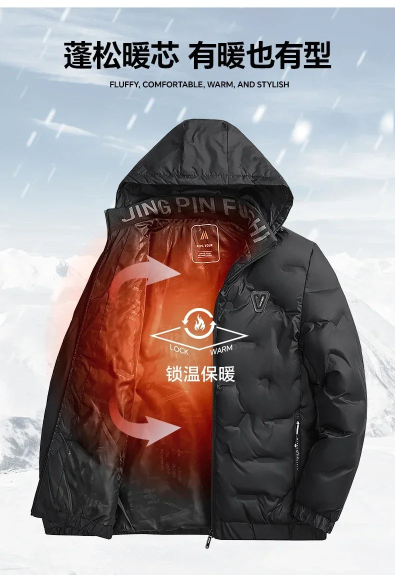 Autumn Fashion Hooded Slim Fit Casual Casual Parkas Men Fashion Men Winter New Warm Thick Windproof Parkas Jackets Coat Men