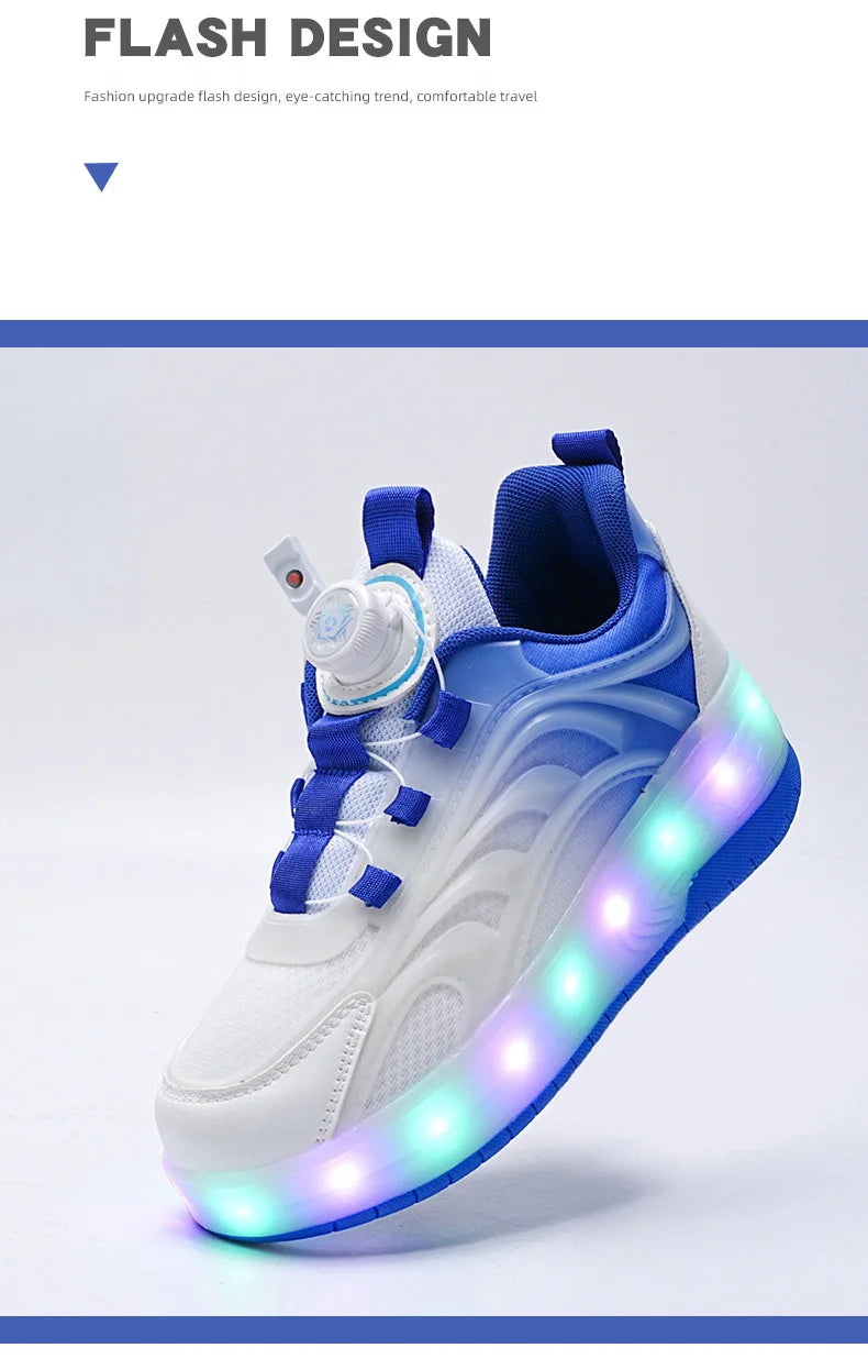 2 Wheels Children's Led Light Roller Skate Shoes Kids Boys Girls Glowing Sport Luminous Outdoor Sneakers Skateboard USB Charging