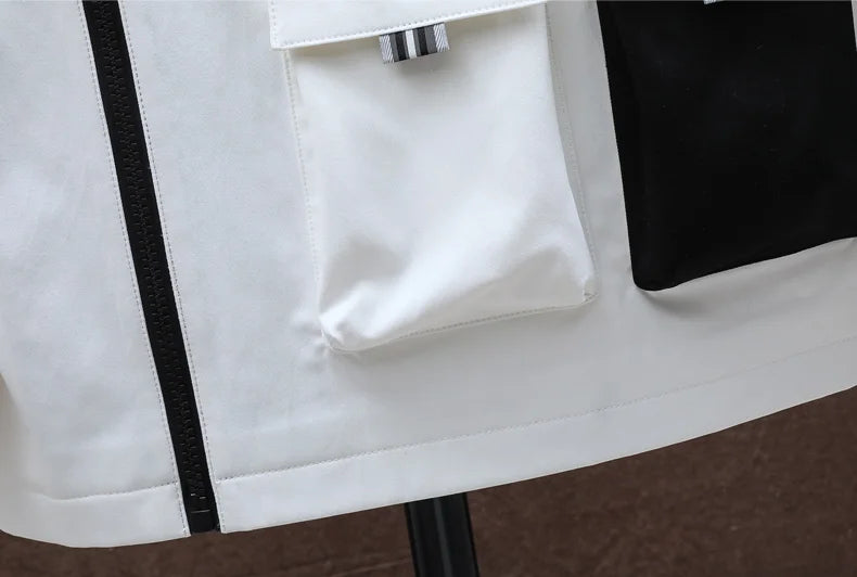 Zipper Jacket Men's Pilot Hooded Jacket Spring/Autumn Baseball Uniform Tide Card Loose Pullover Front Pocket Adding velvet Coat