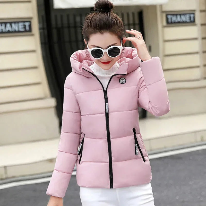 2025 New Winter Parkas Women Jacket Hooded Thick Warm Short Jacket Cotton Padded Parka Basic Coat Female Outerwear 5XL