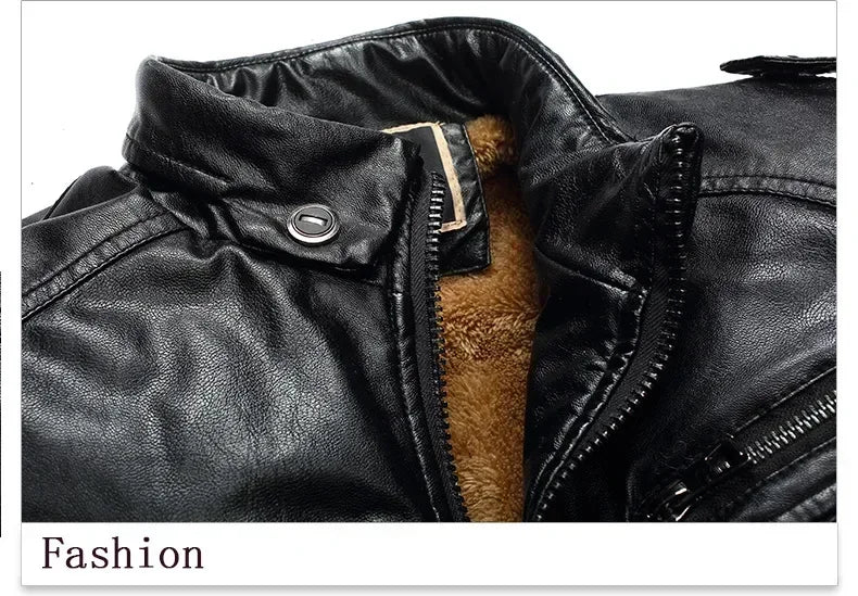 Suit Vintage Plus Velvet PU Leather Jacket Casual Blazer Men's Slim Fit Leather Jacket Streetwear Man Outerwear Leather Jackets