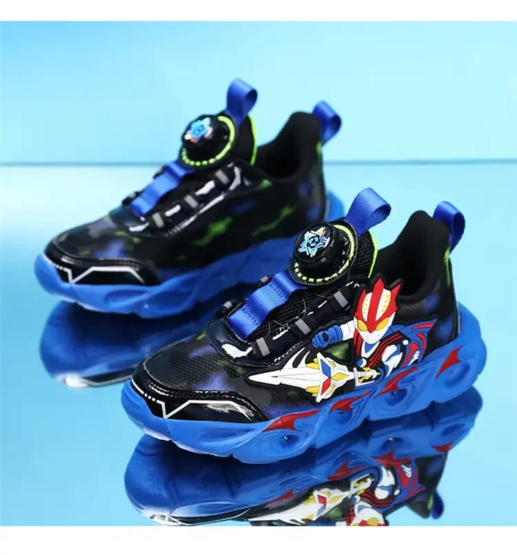 Boys Girls Sneakers Boots LED Footwear Luminous For Kids Light Button Lock Laces Shoes Cartoon Children's Baby Kids