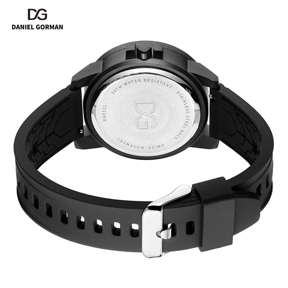 DANIEL GORMAN Magnetic Driven Watch Men Black Waterproof Stainless Steel Beads Quartz Watch with Silicone Strap DG0221 Green