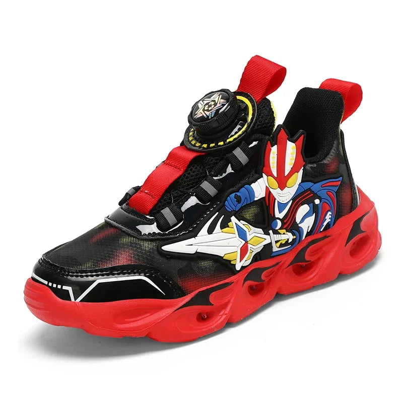 Boys Girls Sneakers Boots LED Footwear Luminous For Kids Light Button Lock Laces Shoes Cartoon Children's Baby Kids