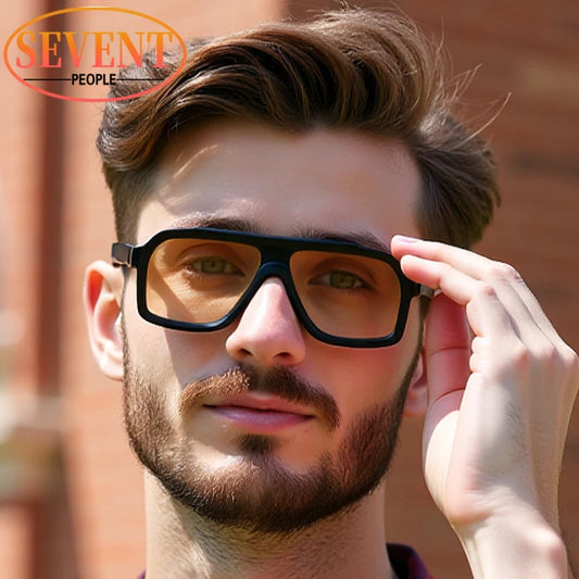 Classic Oversized Square Sunglasses Men 2024 Luxury Brand Trendy Metal Big Frame Goggles Eyewear Stylish Sun Glasses For Ladies