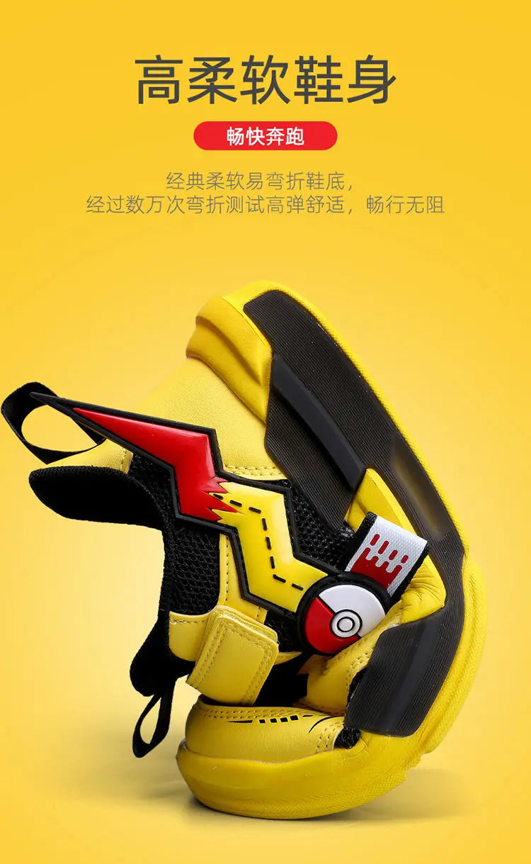 Pokemon Pikachu Children Sports Shoes Spring and autumn Fashion Anime Boy Sneakers Student Breathable Non-slip Running Shoe
