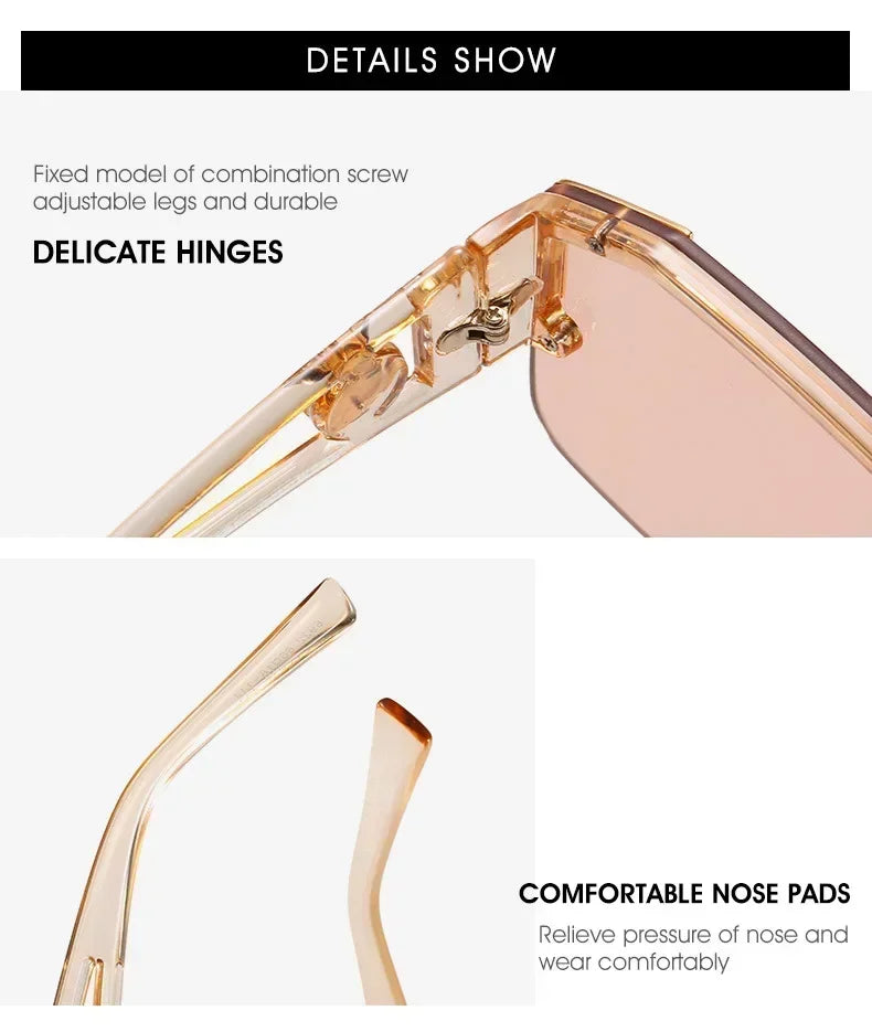 2025 Luxury Big Square Sunglasses Women Brand Designer Retro Blue Sun Glasses For Female Oversized Black Shades Oculos UV400