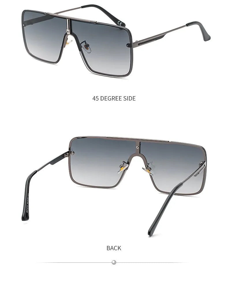 Fashion Oversized Square Sunglasses For Men Big Frame 2025 Luxury Brand Design Metal Frame Sun Glasses Man Retro Shades Eyewear