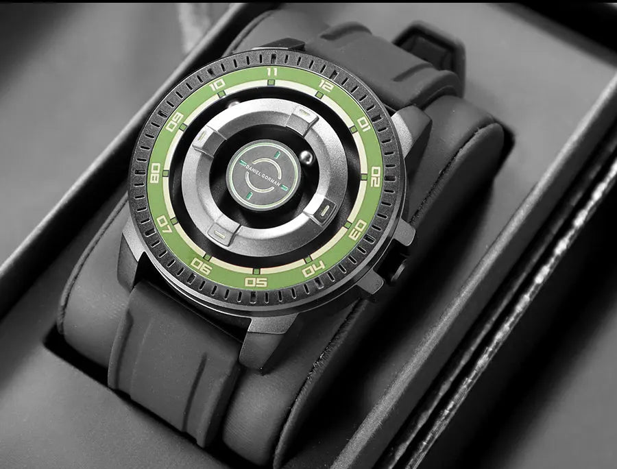 DANIEL GORMAN Magnetic Driven Watch Fashion Waterproof Quartz Watch with Black Silicone Strap Copper Case Beads Pointers DG0221