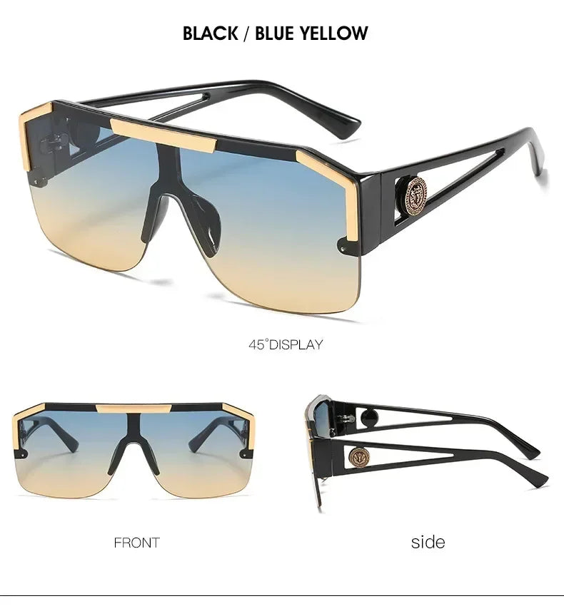 2025 Luxury Big Square Sunglasses Women Brand Designer Retro Blue Sun Glasses For Female Oversized Black Shades Oculos UV400