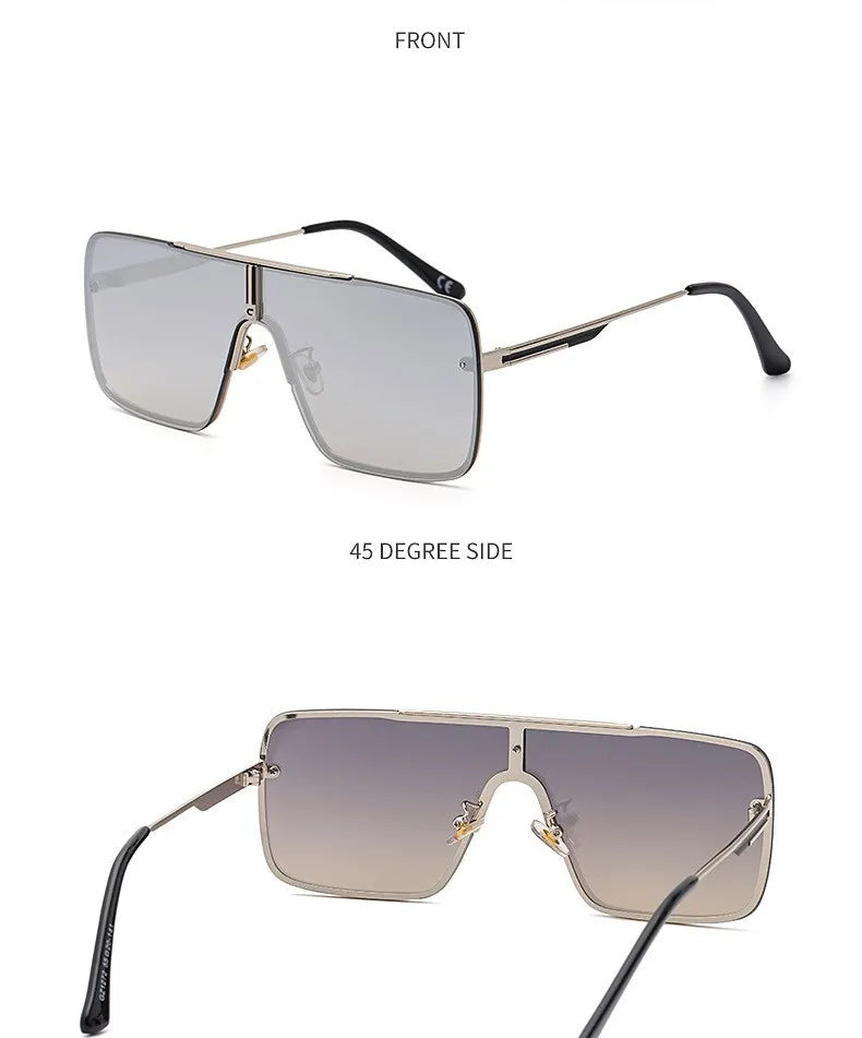 Fashion Oversized Square Sunglasses For Men Big Frame 2025 Luxury Brand Design Metal Frame Sun Glasses Man Retro Shades Eyewear