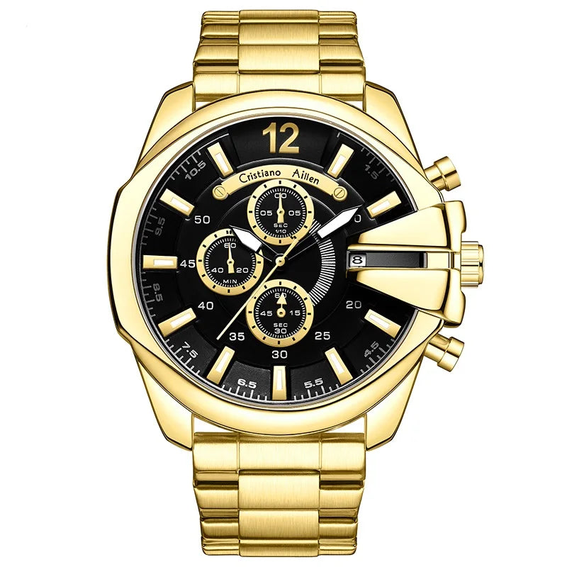 Top Brand Chronograph Watches Men Large Dial Multifunction Military Quartz Business Creative Sports Wristwatch Relogio Masculino