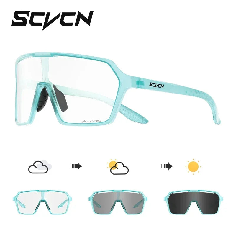 Scvcn Color Photochromic Sunglasses Cycling Glasses Sports for Men Mountain Bike Road Bicycle Fashion Eyewear Goggles UV400 MTB