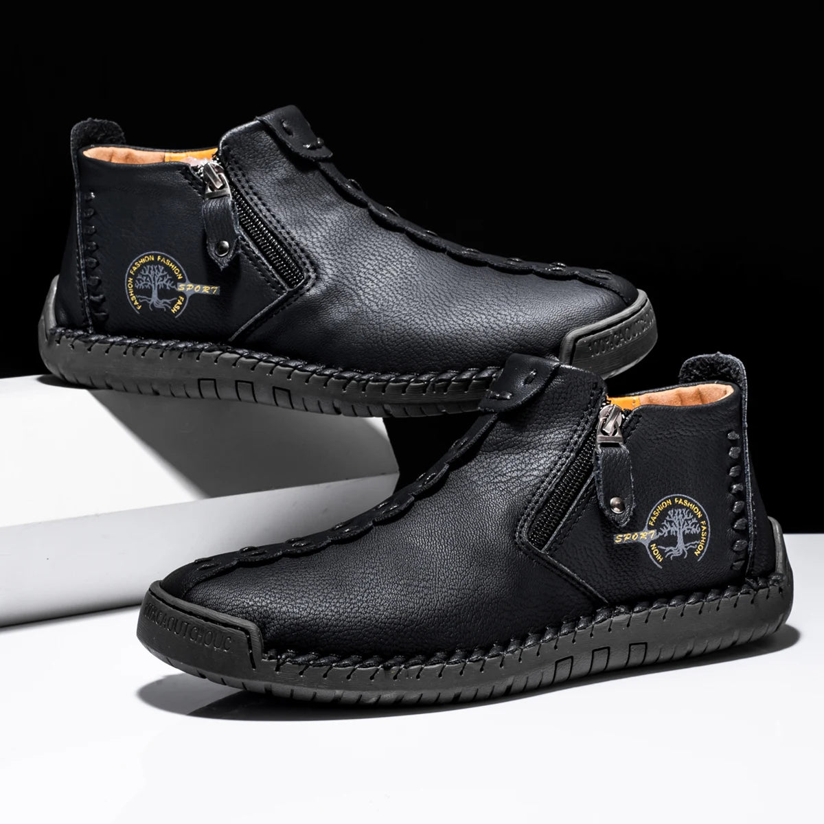 2025 New Men's Handmade Leather Loafers Boots Fashion Ethnic Style Casual Shoes Comfortable Lightweight Breathable Mens Boots