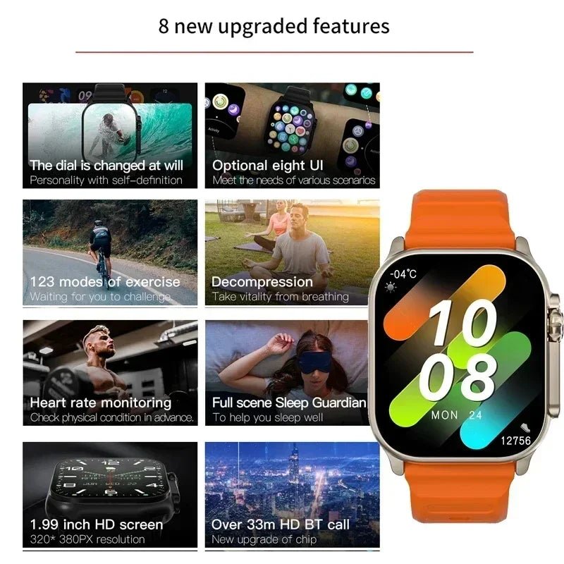 New Watch T800 Ultr 2 Smart Watch Men 49mm NFC Women GPS Track Bluetooth Call BT Music Games Wireless Charging Smartwatch