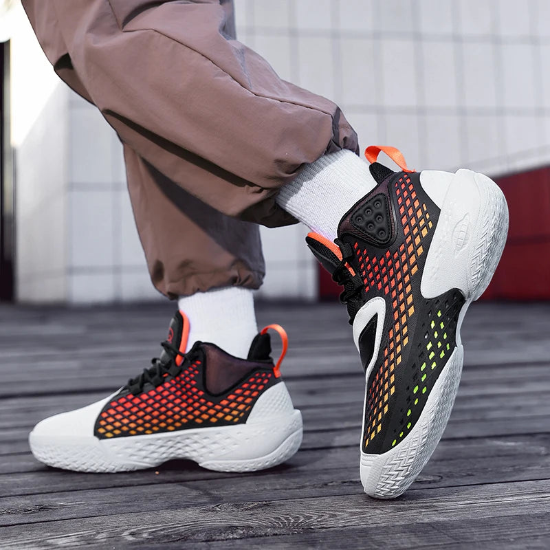 High-quality Men's Basketball Shoes Women Reflective Basketball Sneakers Men Outdoor Rubber Anti Slip Sports Training Shoes Male