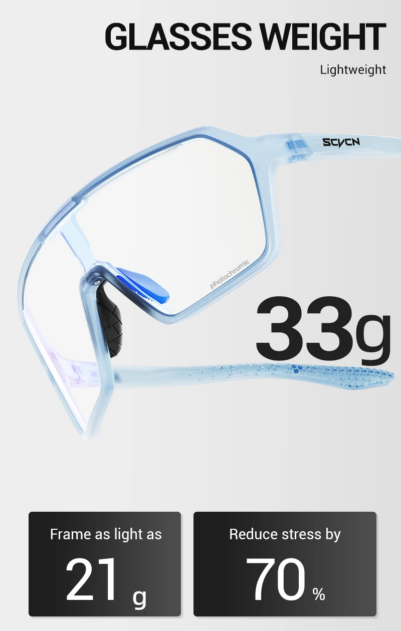 Scvcn Color Photochromic Sunglasses Cycling Glasses Sports for Men Mountain Bike Road Bicycle Fashion Eyewear Goggles UV400 MTB