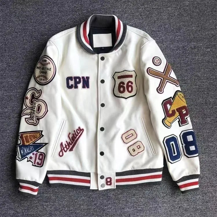 Streetwear Men Bomber Varsity Jackets Embroidery Pu Leather Jacket Baseball Motorcycle Coat Outerwear Winter Men Clothing Unisex