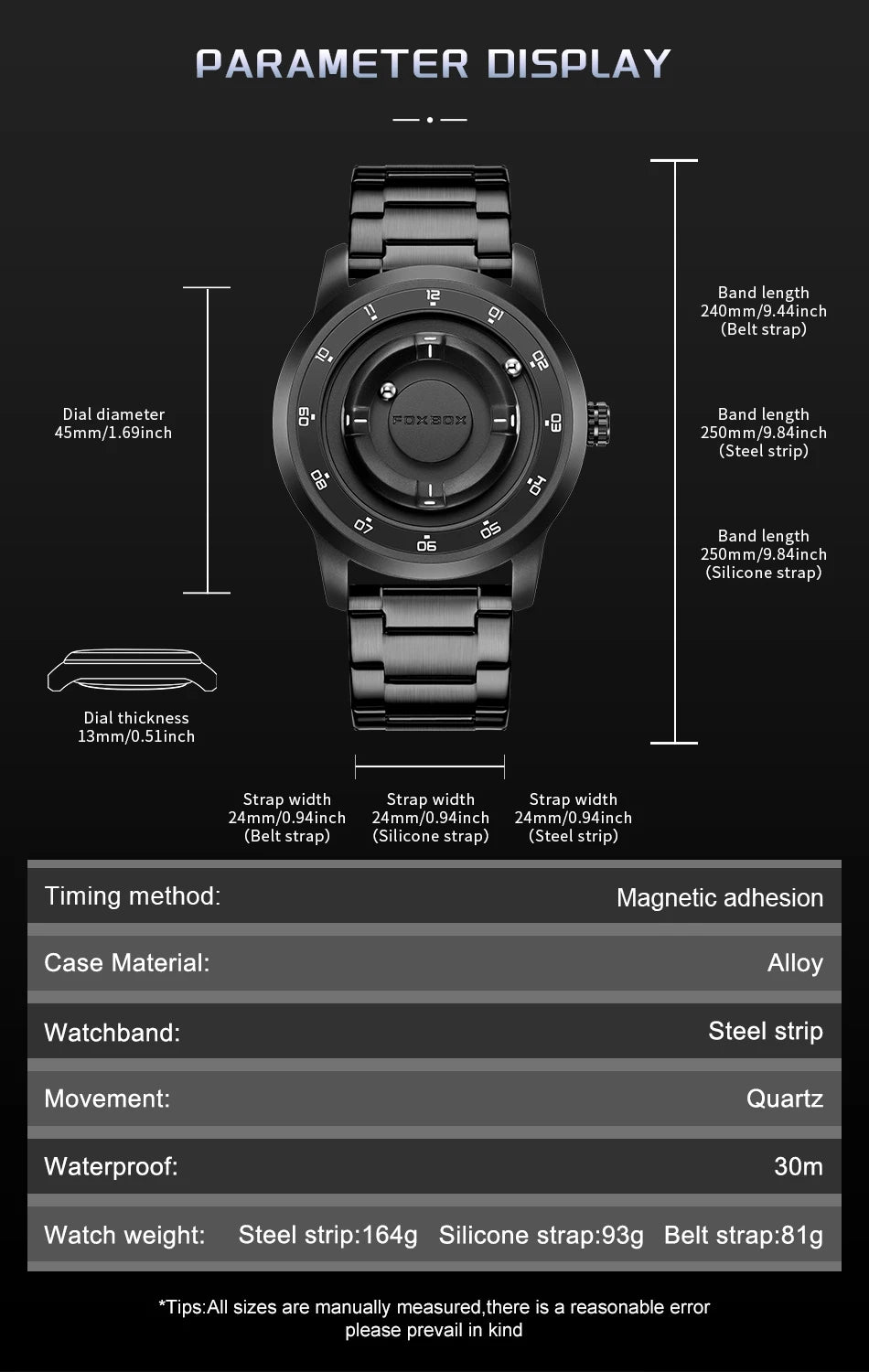 Foxbox 2025 Luxury Watches Men Creative Scrolling Beads Quartz Wristwatches Fashion Waterproof Magnetic Force Mens Watch Reloj