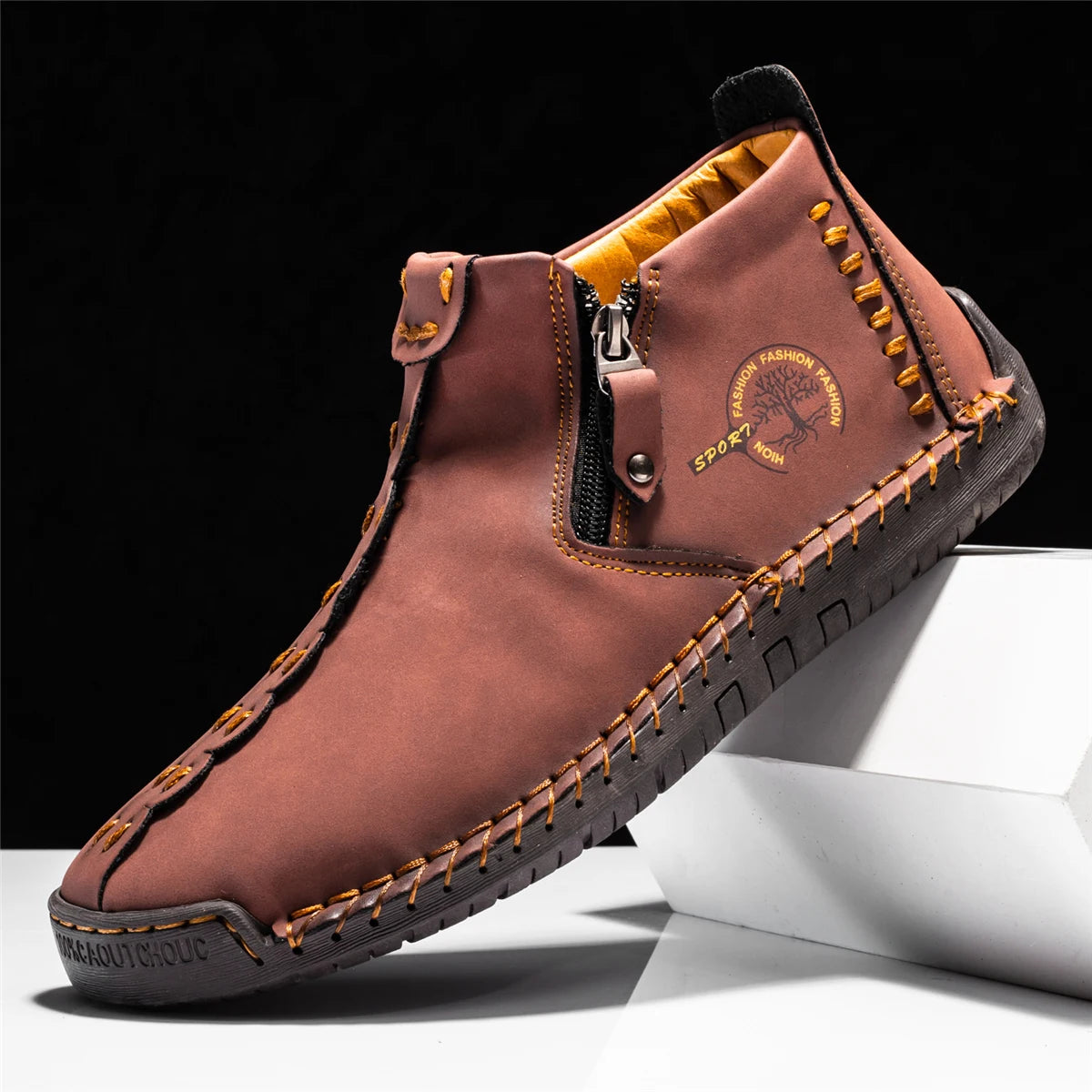 2025 New Men's Handmade Leather Loafers Boots Fashion Ethnic Style Casual Shoes Comfortable Lightweight Breathable Mens Boots