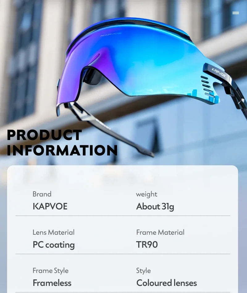 Kapvoe Cycling Sunglasses UV400 Protect Men Bike Sunglasses MTB Eyewear Outdoor Sport Goggles Bike Glasses Oculos De Ciclismo