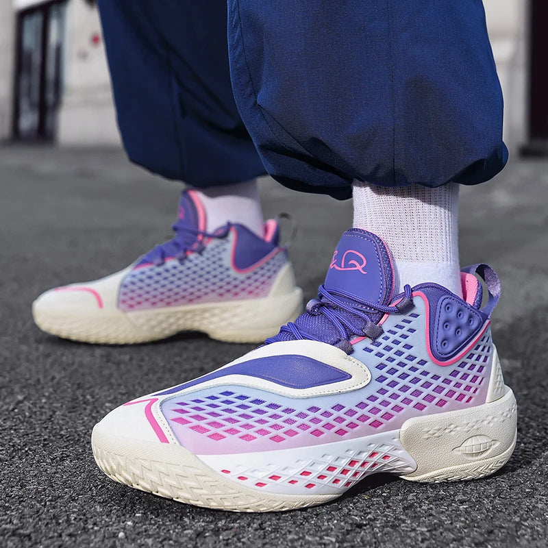 High-quality Men's Basketball Shoes Women Reflective Basketball Sneakers Men Outdoor Rubber Anti Slip Sports Training Shoes Male