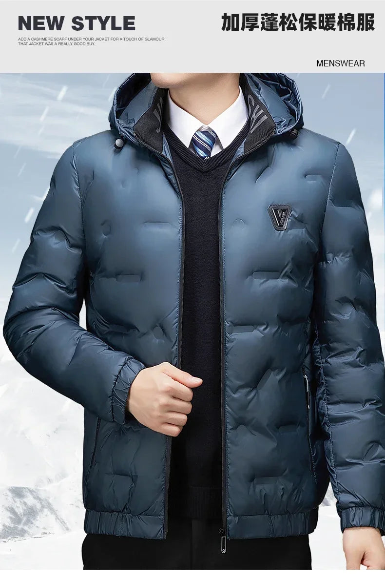 Autumn Fashion Hooded Slim Fit Casual Casual Parkas Men Fashion Men Winter New Warm Thick Windproof Parkas Jackets Coat Men