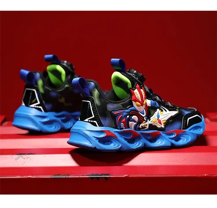 Boys Girls Sneakers Boots LED Footwear Luminous For Kids Light Button Lock Laces Shoes Cartoon Children's Baby Kids