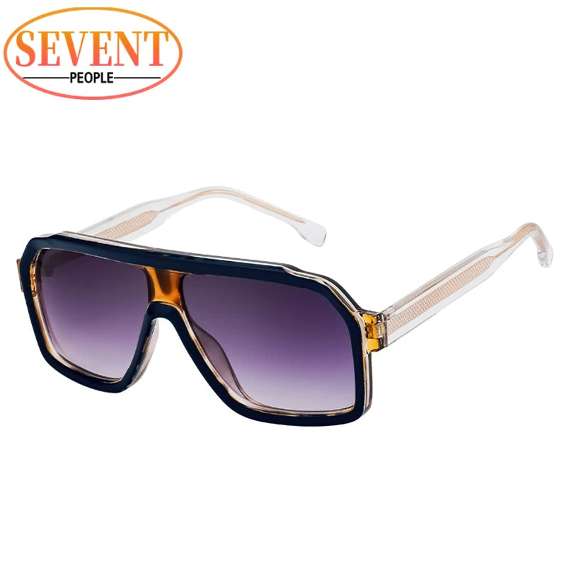 Classic Oversized Square Sunglasses Men 2024 Luxury Brand Trendy Metal Big Frame Goggles Eyewear Stylish Sun Glasses For Ladies