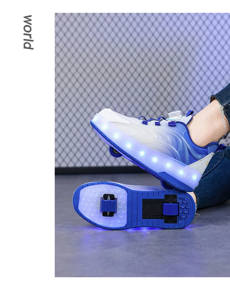 2 Wheels Children's Led Light Roller Skate Shoes Kids Boys Girls Glowing Sport Luminous Outdoor Sneakers Skateboard USB Charging