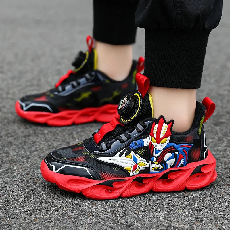 Boys Girls Sneakers Boots LED Footwear Luminous For Kids Light Button Lock Laces Shoes Cartoon Children's Baby Kids