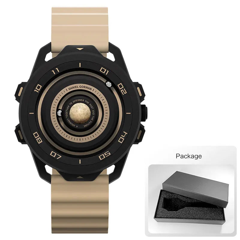 DANIEL GORMAN Red Planet Design Quartz Watch for Men Waterproof Luminous Sport Wristwatch with Magnetic Bead Pointers DG0525Red