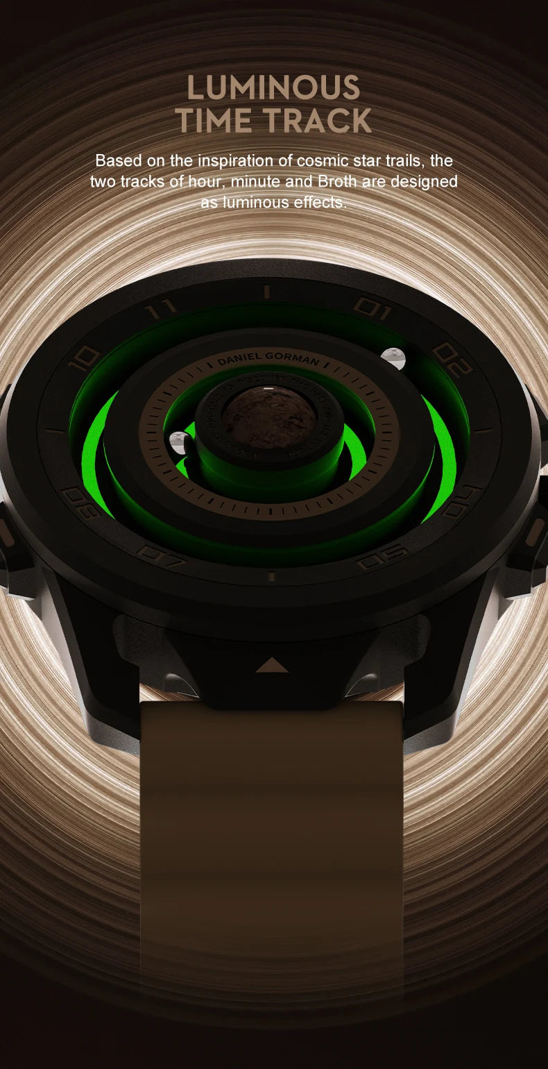 DANIEL GORMAN Red Planet Design Quartz Watch for Men Waterproof Luminous Sport Wristwatch with Magnetic Bead Pointers DG0525Red