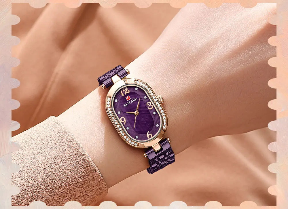 REWARD Exquisite Minimalist Women Watch Luxury Fashion Stain Steel Ladies Waterproof Quartz Wristwatch Rose Gold Female Clock