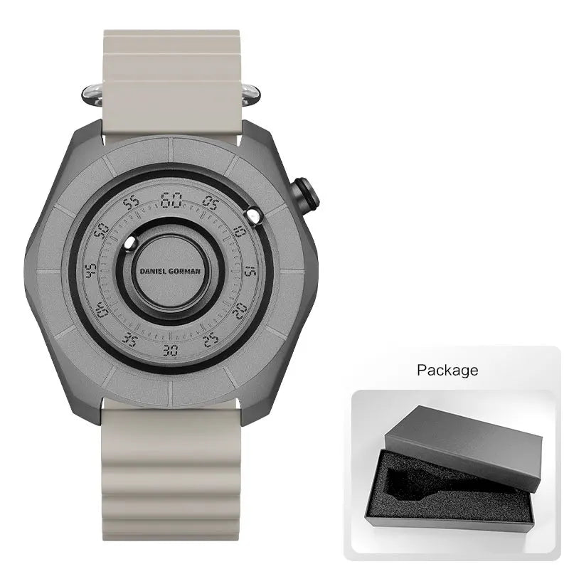 DANIEL GORMAN Magnetic Bead Pointers Quartz Watch for Men Military Sport Waterproof Luminous Wristwatch with Red Strap DG0788