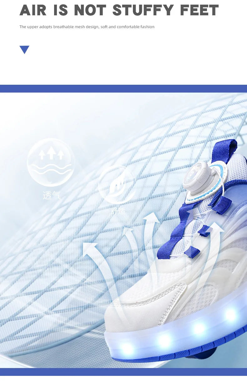 2 Wheels Children's Led Light Roller Skate Shoes Kids Boys Girls Glowing Sport Luminous Outdoor Sneakers Skateboard USB Charging