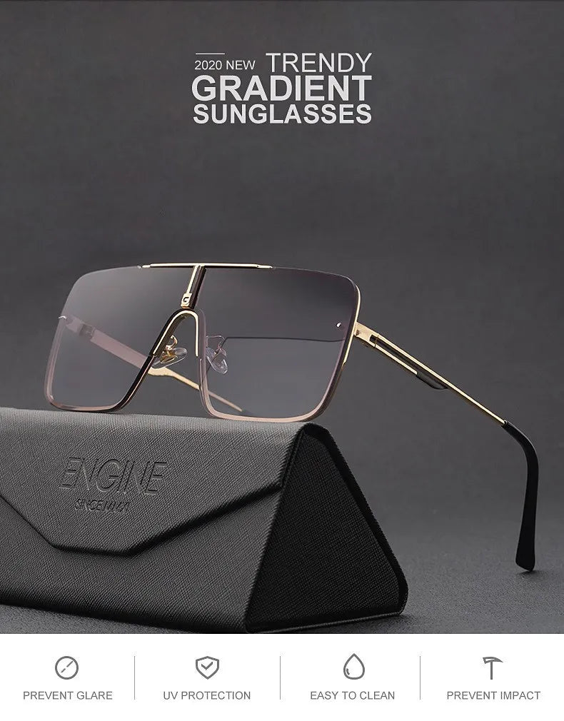 Fashion Oversized Square Sunglasses For Men Big Frame 2025 Luxury Brand Design Metal Frame Sun Glasses Man Retro Shades Eyewear
