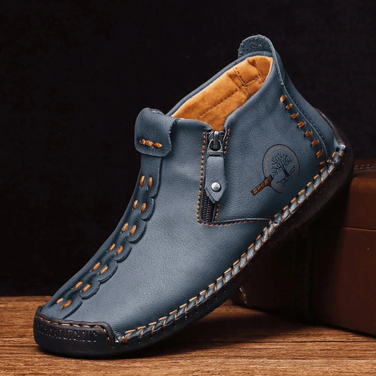 2025 New Men's Handmade Leather Loafers Boots Fashion Ethnic Style Casual Shoes Comfortable Lightweight Breathable Mens Boots