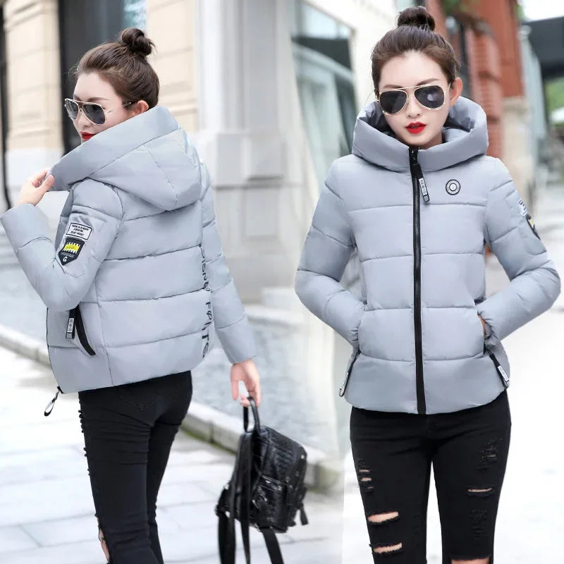 2025 New Winter Parkas Women Jacket Hooded Thick Warm Short Jacket Cotton Padded Parka Basic Coat Female Outerwear 5XL