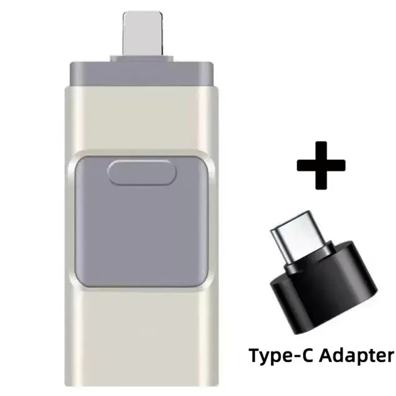 3-in-1 2TB Mobile Phone Usb Flash Drive 64g Push-pull Suitable For Apple Usb Flash Drive Large Capacity Android Computer Gift