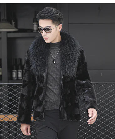 Men's Faux Fur Coat, Trendy Mid-Length Fashion Jacket