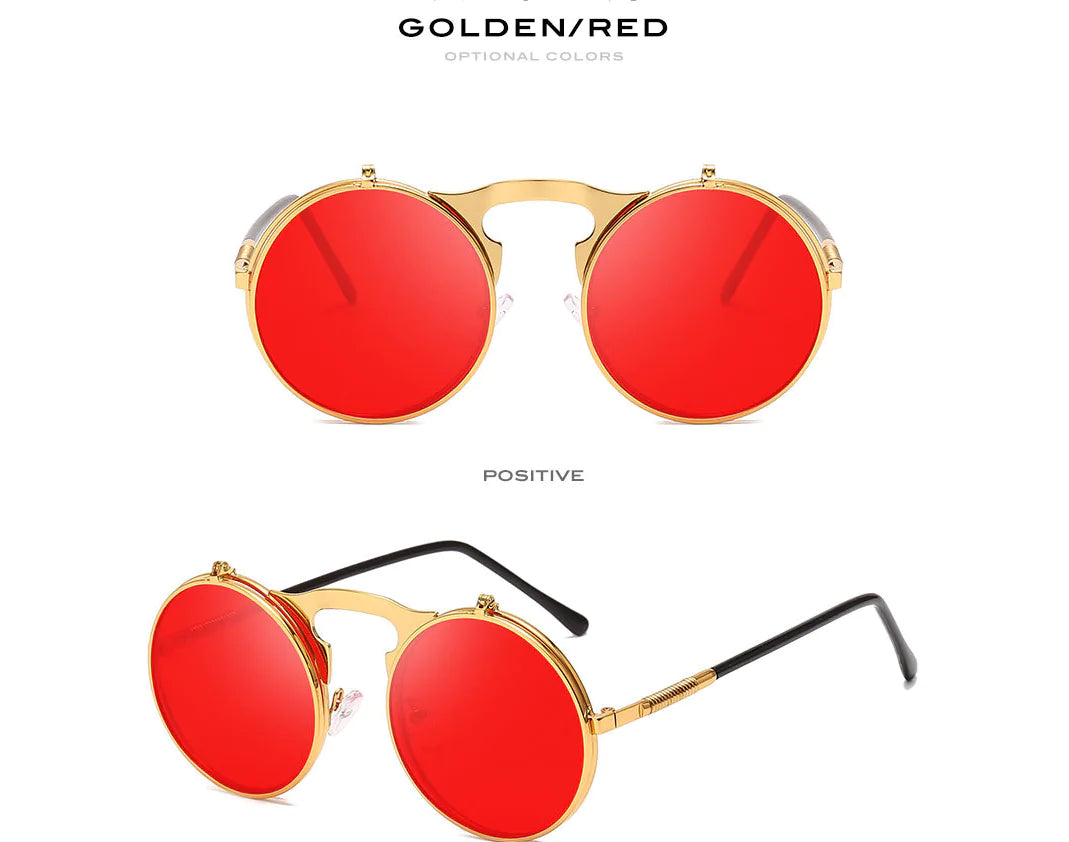 Round Frame Flip-Top Sunglasses and Sunglasses