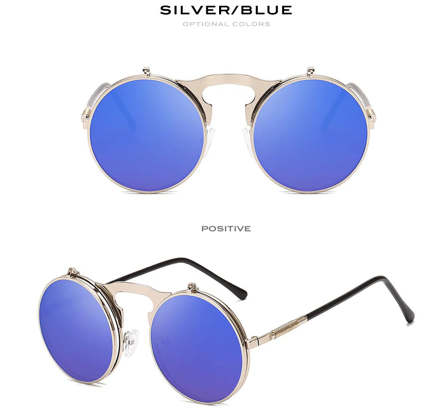 Round Frame Flip-Top Sunglasses and Sunglasses