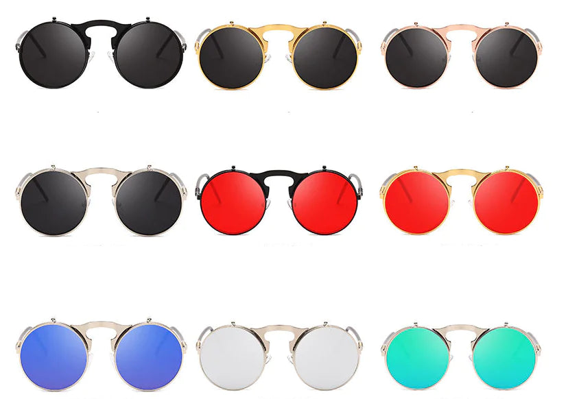 Round Frame Flip-Top Sunglasses and Sunglasses