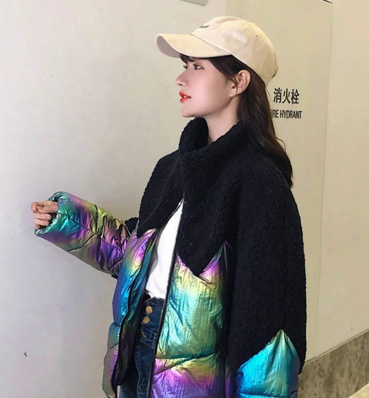 New Korean Style Women's Down Jacket with Fur Collar