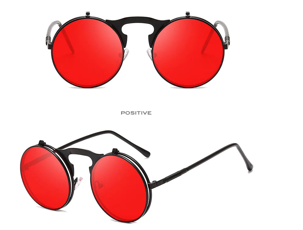 Round Frame Flip-Top Sunglasses and Sunglasses