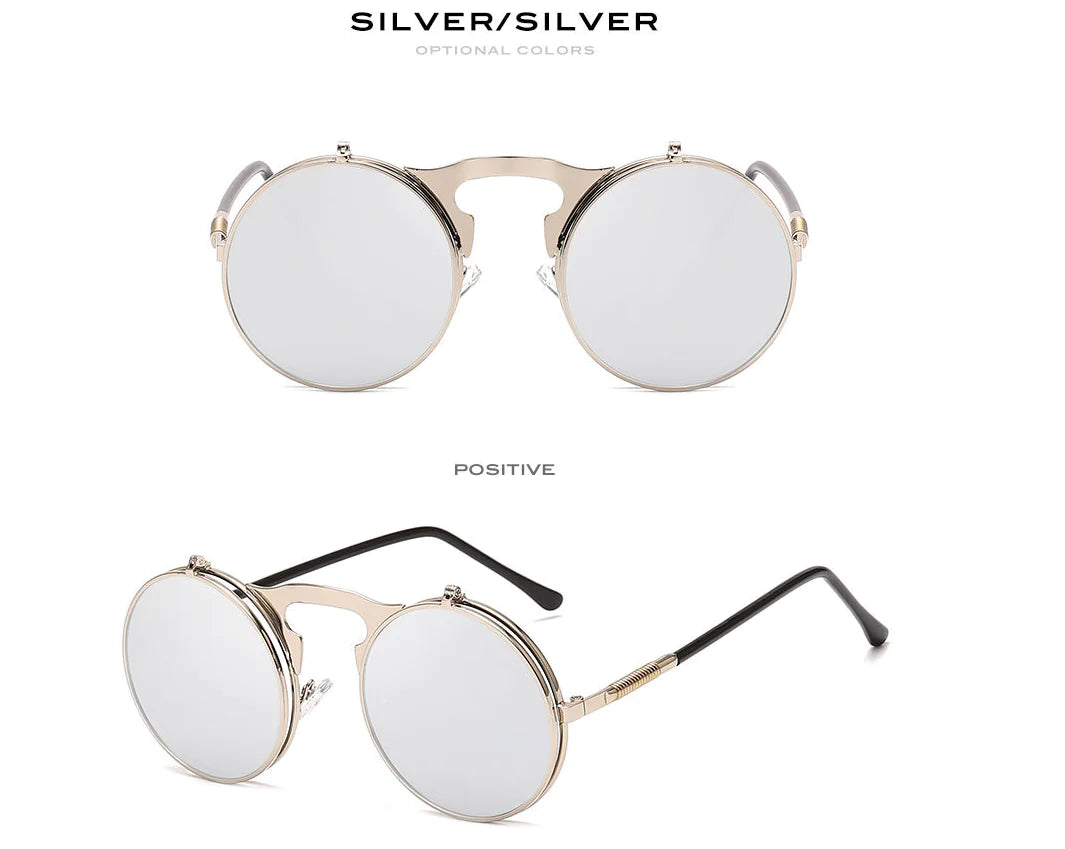 Round Frame Flip-Top Sunglasses and Sunglasses