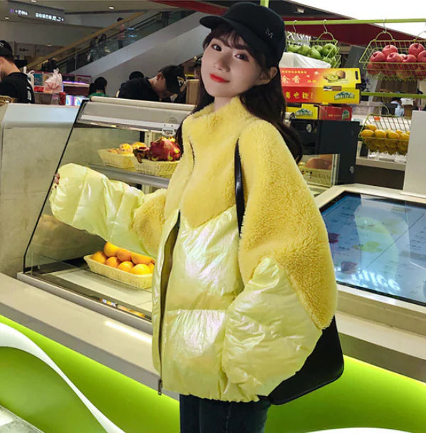 New Korean Style Women's Down Jacket with Fur Collar