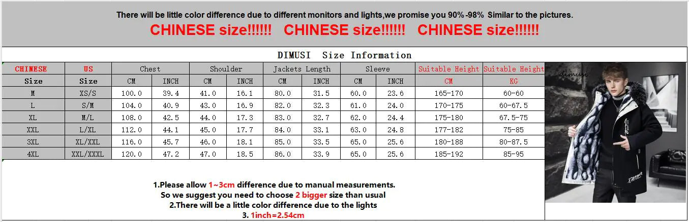 DIMUSI Men's Winter Long Jacket with Classic Fur Lining