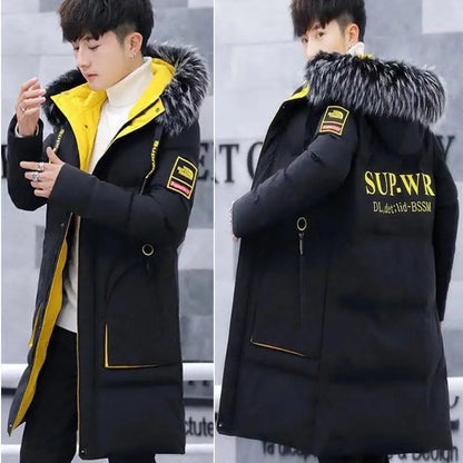 New Men's Winter Jacket Long Men's Coat with Zipper Hooded Male Coats High Quality Man Winter Brand Clothing